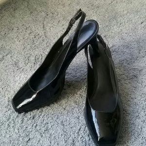 Alex Marie black patent slingback pumps